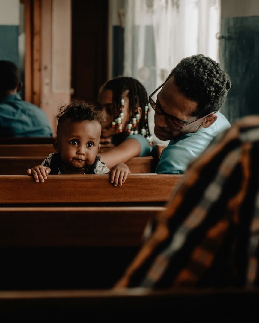 A family together in church on a Sunday (stock photograph by Danique Godwin)